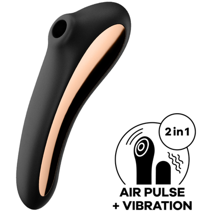 SATISFYER - VIBRATEUR DUAL KISS AIR PULSE NOIR - Sensualia