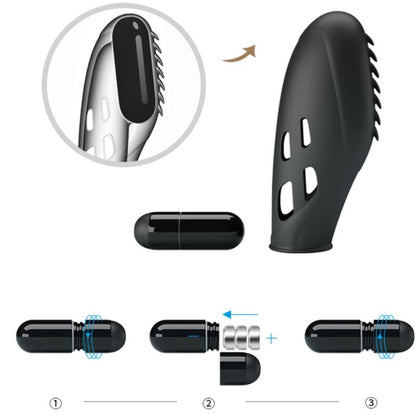 PRETTY LOVE - VIBRATEUR DOIGT EN SILICONE GILO NOIR - Sensualia